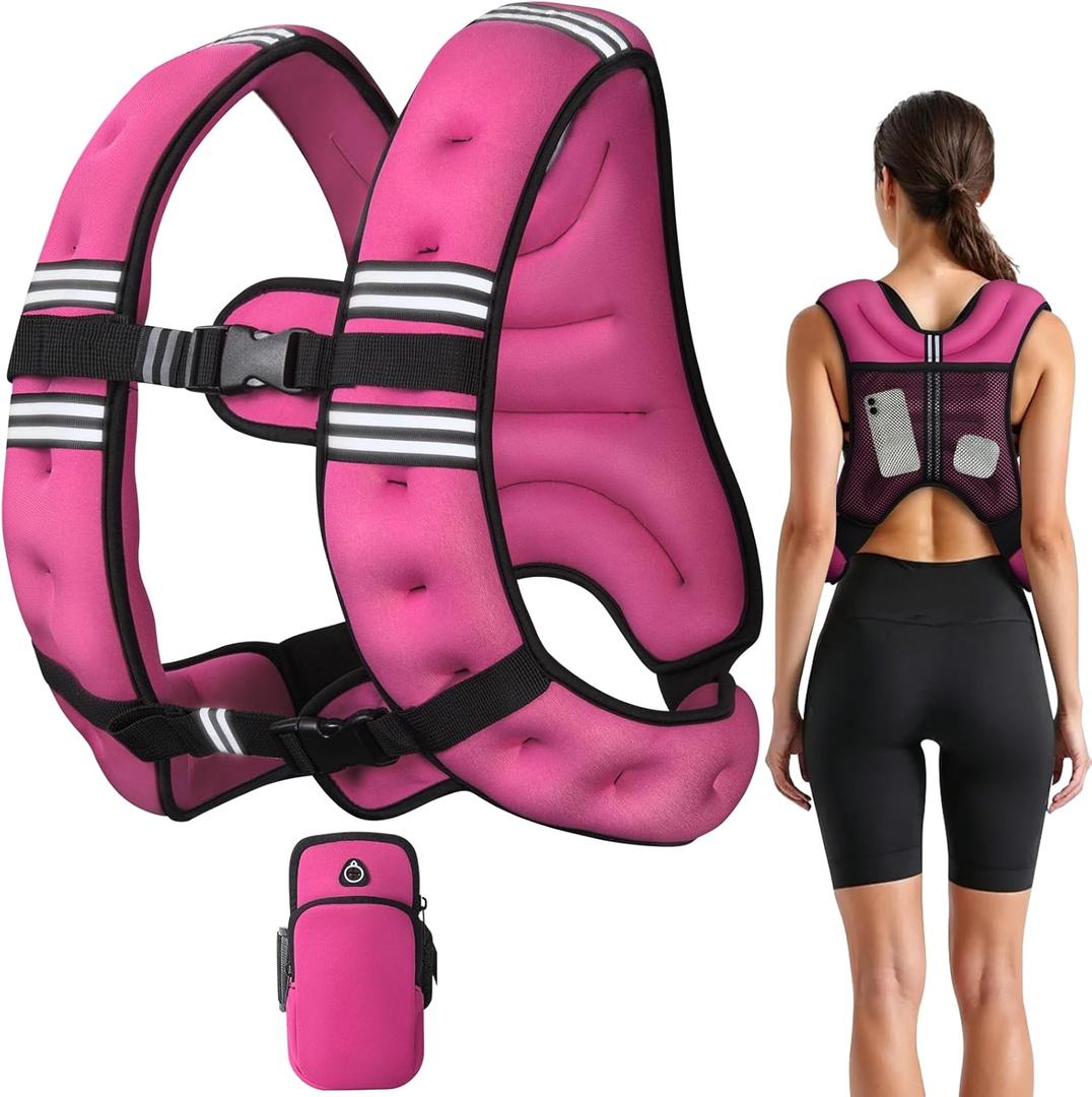Weighted Vest, 6lb/8lb/12lb/16lb/20lb/25lb/30lb Weight Vest with Reflective Stripe, for Men Women Workout Equipment for Strength Training, Running, Jogging, Fitness, Weight Loss