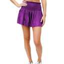 GUOLEZEEV Women Sequin Smocked High Waisted Flowy Glitter Sparkly Metallic Shorts (Purple, M)