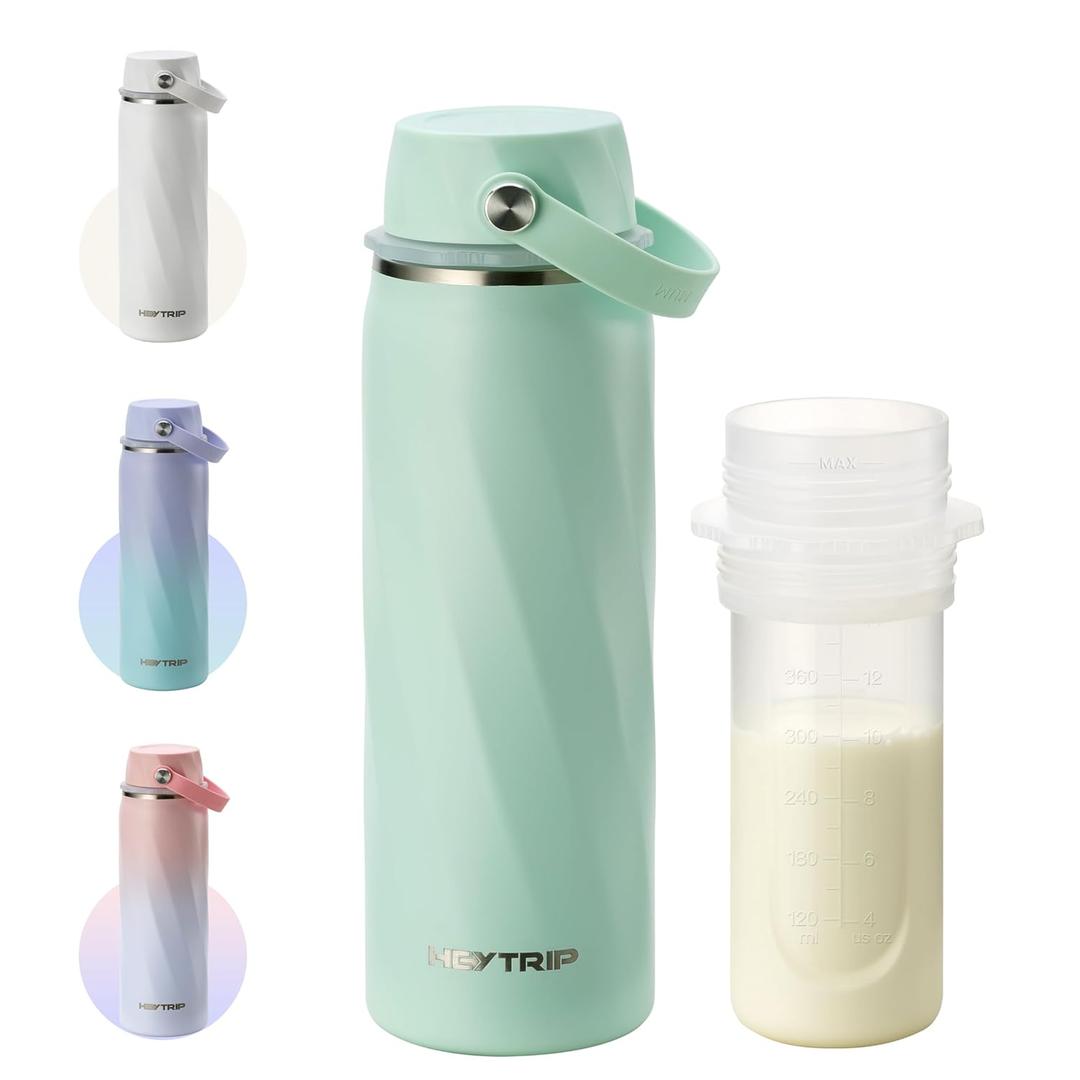 HEYTRIP Breastmilk Cooler Bottle, 20oz Portable Breast Milk Chiller Storage, Stainless Steel Reusable Breastfeeding Essentials for Baby, 36+ Hours Cooling For Travel & Outdoor, TSA Approved, Green