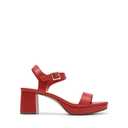 DREAM PAIRS Women's Platform Heels Block Chunky Open Toe Ankle Strap Heel Fashion Wedding Party Dress Sandals Shoes, Size 7.5, Red