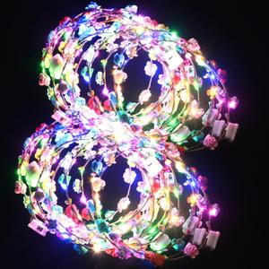 20 Pcs LED Flower Crowns Headbands, Light Up Headbands For Women, Glow In The Dark Headband Wreath, Suitable For Birthdays, Weddings, Halloween, Christmas, Role-Playing, Beach Parties (20 Count (Pack of 1))