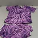 Inrajoper Boys 60s 70s Outfits 4 Pcs Hippie Costume Accessories Kids Colorful Tie Dye Tshirt for Theme Party 4-5 Years Purple