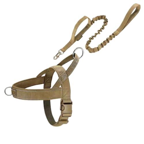 Rope Vest Harnesses Dog Lead Dog Leads for Large Dogs Small Medium Dog Leash Long Belt Buckle Drawstring Hook Loop Nylon Comfortable Durable Adjustable Prevent Breaking Free (L,Brown)