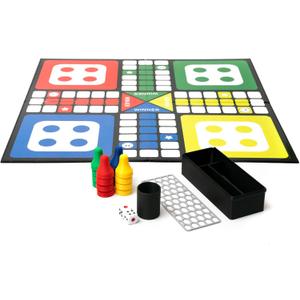 Premium Ludo Board Game Set  20"x20" Quad-Fold Game Board with 16 Colorful Pawns, Dice Cup, 2 Dice & Storage Box