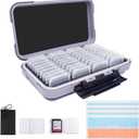 36-Slot Gray Memory Card Case with 36 Transparent Holders & 40 Writable Labels  SD Card Organizer & Storage Case for Camera Memory Cards