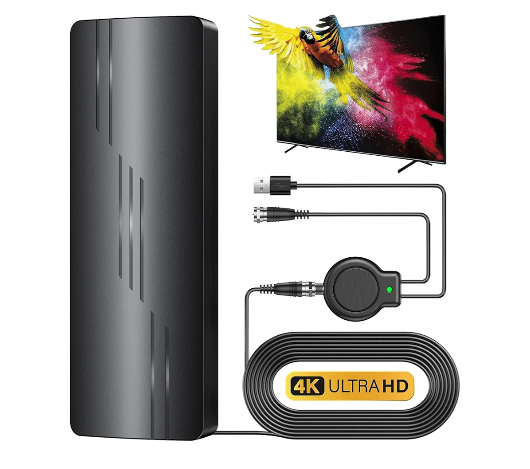 2025 Upgraded TV Antenna for Smart TV, 1800+ Miles Range Strongest for Local Channels with Amplifier Signal Booster, Waterproof Design, 33FT Coax Cable-Support 4K 1080p TV Antenna Indoor Ourdoor