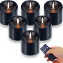 3"x3" Black Flickering Flameless Candles, Waterproof Halloween Battery Operated Candles with Remote Timer, Last 600 Hours Electric Fake Black LED Candles for Gothic Room Decor, Set of 6