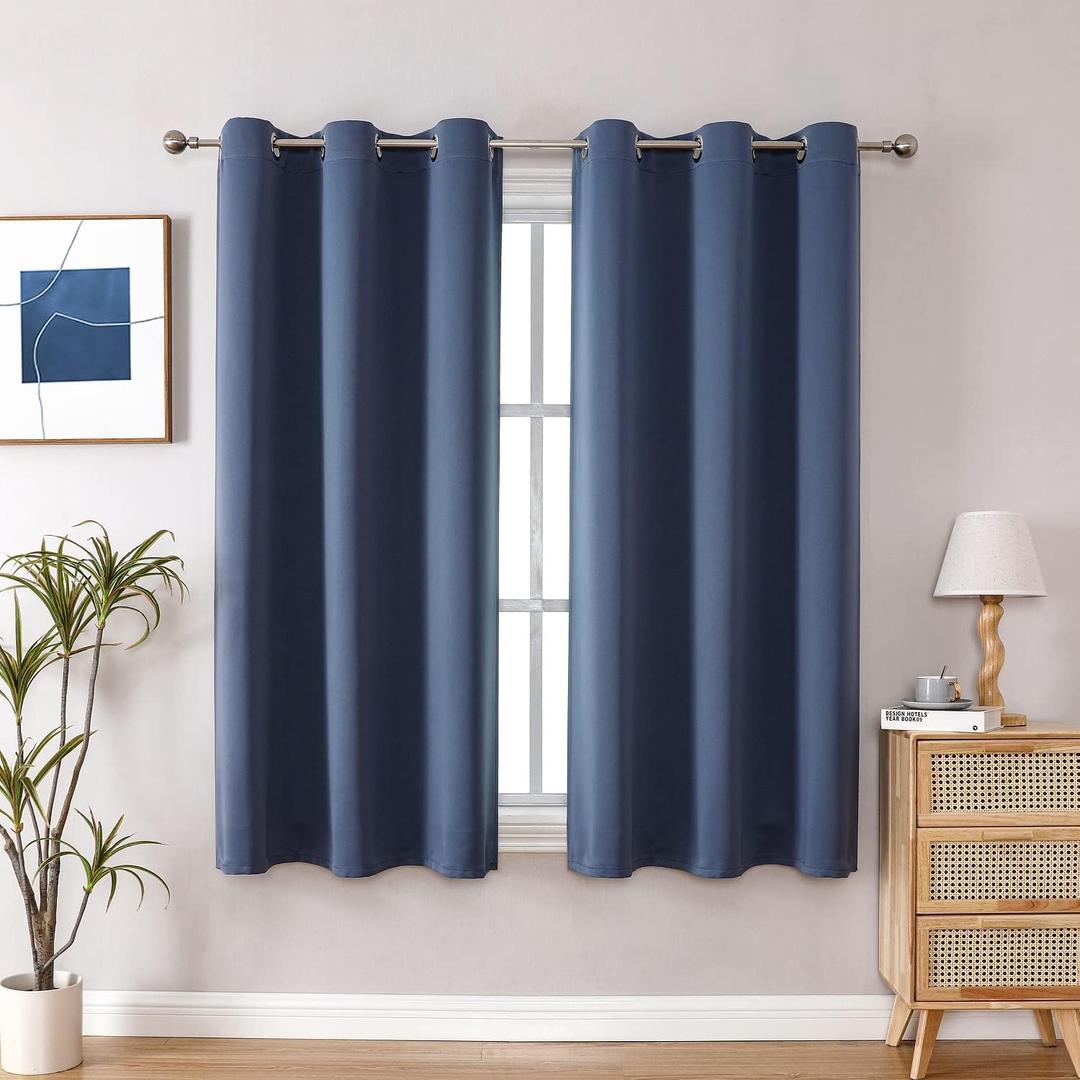 ChrisDowa Grommet Blackout Curtains for Bedroom and Living Room - 2 Panels Set Thermal Insulated Room Darkening Curtains (Stone Blue, 38W x 45L)