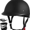 Motorcycle Half Face Helmet, Lightweight Vintage Half Helmet, DOT Certified, Unisex (Medium, Matte Black)