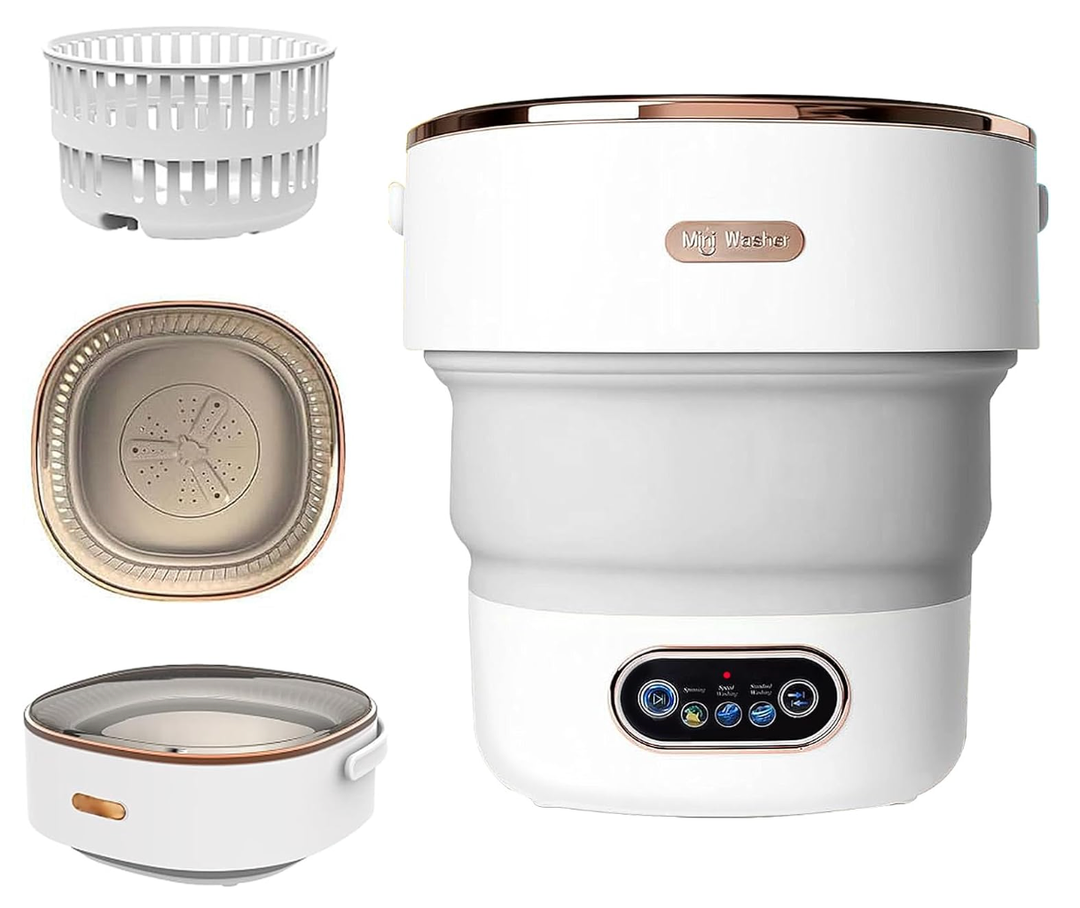 Portable Washing Machine,15L Collapsible Mini Washer with 3 Cleaning Modes Drain Basket Small Foldable Laundry Machine for Travel Camping Dorms RVs Apartments Baby Clothes Underwear Socks Delicates
