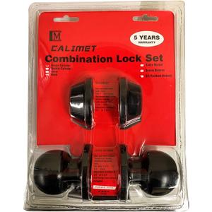 CALIMET Door Knob Lock Set, Keyed Knobs Lockset Handle, 2 Keys, Black