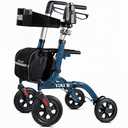 Walkers for Seniors, Rollator Walker with Seat, 10" Rubber Wheels All Terrain Rollator Walker with Backrest, Aluminum Walkers Built-in Cable Cup Holder, Foldable by TULURBlue