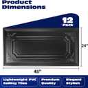 Art3dwallpanels 12 Pack Drop Ceiling Tiles, 2x4 Ft PVC Decorative 3D Wall Panel, Glue Up Ceiling Covering Panels for Basement Kitchen Bathroom, 24x48 Inch, Cover 96 Sq. Ft, Black
