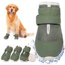 DcOaGt Dog Shoes for Large Dogs XXL,Mesh Breathable Dog Boots & Paw Protectors for Hot Pavement Summer Winter Snow, 360°Anti-Slip Dog Booties for Hiking/Walking,Military Green 4PCS(Size 9)