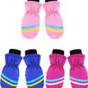 SATINIOR 3 Pairs Kids Winter Snow Mittens Waterproof Ski Mittens Windproof Unisex Gloves for Children Outdoor Activities (1 - 3 Years, Rose Red, Pink, Blue)