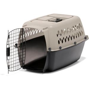 Petmate Vari Dog Kennel Portable Carriers & Crates for Smaller Dogs or Puppies and Pets 10 to 20 lbs, Airline-Friendly Plastic Pet Carrier Home and Travel, 24" Long, Taupe & Black, 24 x 16.7 x 14.5