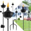 24 Oz Home Garden Torch Set of 6, Outdoor Metal Torch Garden Dcor,55-Inch Upgraded Citronella Torches with 3-Prong Grounded Stake, Metal Light Torches for Party Patio Pathway