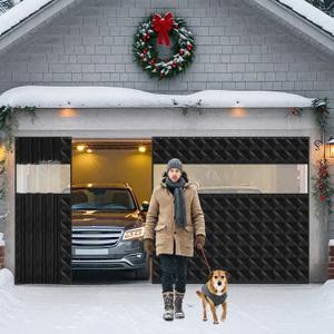 Sliding Garage Door Insulation Kit for Winter with Track Closure 16x7 ft Retractable Magnetic Thermal Insulated Garage Door Curtain Weatherproof Windproof Heavy Duty Insulation Cover