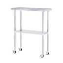 Stainless Steel Table with Wheels 14 x 30 Inches Metal Prep Table with Adjustable Undershelf & Casters for Commercial Kitchen, Outdoor, Restaurant, Hotel & Garage