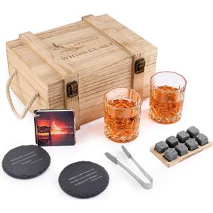 Whiskey Stones Set for Men Husband Dad Boyfriend Him for Birthday Wedding Anniversary Valentine's Day Drinking Gifts for Father's Day Housewarming, Special Present for Liquor Bourbon Scotch