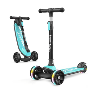 Besrey Kick Scooter for Kids Ages 3-10, 3-Wheel Folding Scooter with Adjustable Height, LED Light Wheels, Extra Wide Deck for Outdoor Activities