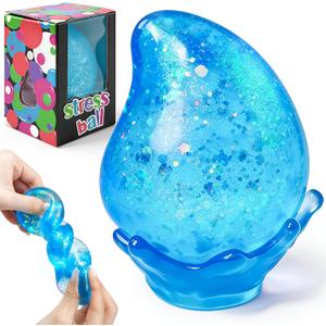 Dream Squishy Drop Stress Balls, Cube Squishies Anxiety Stress Relief Ice Squishy Drop Malt Sugar Balls, Soft Sensory Calming Toys for Kids Teens, Party Favors & Classroom Prizes for Kids - Blue
