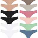 Jo & Bette Cotton Thongs - 12 Pack Thong Bikini - Thongs for women Panties Breathable No show Seamless, Size: L