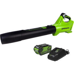Greenworks 40V Cordless Leaf Blower (125 MPH /450 CFM) / Turbo Mode Electric Jet Blower, High Power, Lightweight & Quiet for Yard Patio Debris Leaves Dust Cleanup, Includes 2.0 Ah Battery & Charger