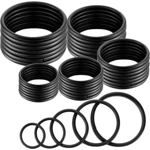 Hotop 35 Pieces Metal O Ring Multi Purpose Non Welded Round Metal Key Ring for Keychains Macrame Dog Leashes Camping Belt Hardware Bag DIY Accessories, 5 Sizes (Black)