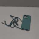 Crossbody Lanyard Strap Case for iPhone 15 Pro, Hands-Free Neck Cross Body Wrist Adjustable Rope Removable Drop Protection Shockproof Silicone Case 6.1 inch 150 cm Strap iP15Pro - Pine Green