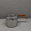 Cook N Home Stovetop Popcorn Popper with Crank, 6 Quart Stainless Steel Popcorn Pot, Silver