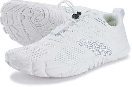 Joomra Barefoot Running Shoes for Women Female Size 10 Zero Drop Minimalist Trail Sneakers Walking Workout Gym Zapatos Deportivos de Mujer White 41