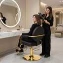 Artist hand Black and Gold Salon Chair, Styling Chair for Hair Stylist