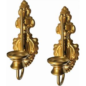 Wall Sconce Candle Holder, Metal Wall Mounted Candle Sconces, Iron Pillar Candle Sconce for Room, Hallway, Entryway, Bathroom, 2 Pack (New Version,Gold)