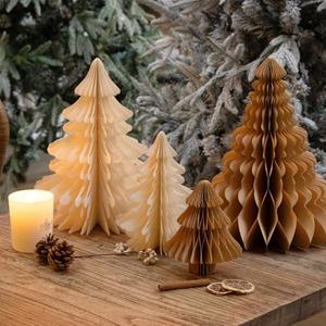 ELEMONY 4 Pcs Honeycomb Christmas Tree, 3D Paper Trees Table Centerpiece, 6-12.6" Christmas Tree Home Decoration Indoors Christmas Decorations Xmas Party Holiday Decor