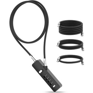 Combination Lock, 4-Digit Steel Cable Locks with Code, Locks for Lockers with 3 Lengths Cables for Bikes, File Cabinets, Wardrobes, Small Fences, Refrigerator Door (Black-1pc)