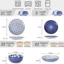 Selamica Ceramic Dinnerware Sets for 6, 24 Piece Plates and Bowls Sets, Scratch Resistant Dishes Set-Dishwasher & Microwave & Oven Safe, Vintage Blue