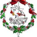 Christmas Tree Ornament Metal Silver Hanging Rotatable Design Charm Holiday Decorative Pendant Gift Keepsake (2025 Deer)