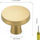 Ravinte 30 Pack Solid Knobs Kitchen Cabinet Round Pulls Dresser Handles Gold Cupboard Hardware Brushed Brass Door Drawer Knobs