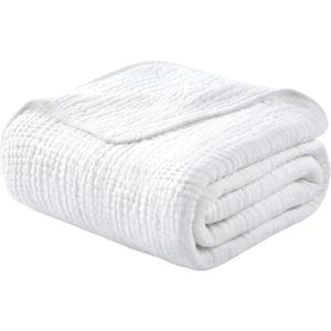 Yoofoss Muslin Blanket 100% Organic Cotton Large Twin Size 60" x 80" for Bed Couch Summer Gauze Blanket for Adults Lightweight and Breathable White