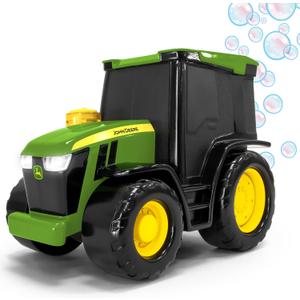 John Deere Bubble N Go Tractor, Battery Powered Bubble Blowing Toy with Real Headlights and Smart Motion Sensors