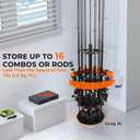 KastKing V16 Rotating Fishing Rod Holder for Garage, Floor Rack Holds Up to 16 Rods & Combos, Space-Saving Pole Organizer with Foam, Durable ABS, Fishing Gear Storage Gift for Men