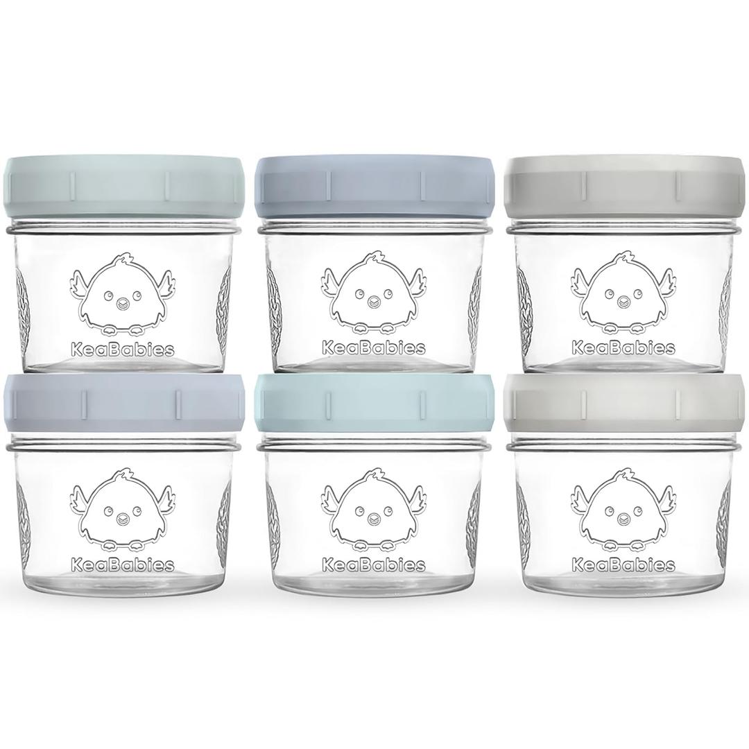 KeaBabies 5 pk 4oz Glass Baby Food Containers with Lids - Leak-Proof, Microwavable Small Glass Jars, Baby Purees & Toddler Snack Storage Containers, BPA-Free, Dishwasher & Freezer Safe(Slate) KeaBabies 5 pk 4oz Glass Baby Food Containers with Lids - Leak-Proof, Microwavable Small Glass Jars, Baby Purees & Toddler Snack Storage Containers, BPA-Free, Dishwasher & Freezer Safe(Slate)