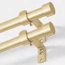 OLV 2 Pack Long Gold Curtain Rod, 1 Inch Adjustable Modern Curtain Rods for Windows 66 to 120 Inch, Decorative Heavy Duty Window Treatment Rods with End Cap Finials, Telescopic Splicing Drapery Pole