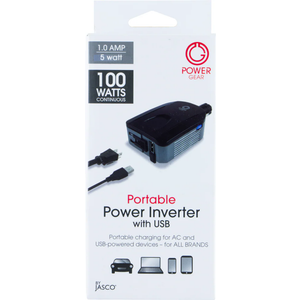 Jasco Power Gear 1-Amp Portable Power Inverter with USB - Black