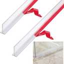 Nuanchu 2 Pcs Clear Vinyl T-Type Seal Strip with Pre-Applied Self Adhesive Backing Bathroom Threshold Water Strip Shower Door Seal for Gap 1/2-73 Long Frameless Shower Door