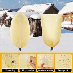 YEAJOIN 2 Pack Winter Plant Covers Freeze Protection, Thicker Frost Cloths Tree Covers with Zipper & Adjustable Drawstring, Antifreeze Protective Cover for Garden Shrub Plants, 78.7” x 94.5”