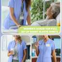 Women's Scrub Top Full Zip up Short Sleeve Nurse Shirts with 2 Zipper Pockets Jackets Lightweight Medical Uniform, S