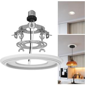 gezee R5 and 6 Recessed Can Light Conversion Kit, for Ceiling Fan Light Fixture, Pendant Light, Hanging Light, with 7 Beveled & Flat, Steel, Ceiling Medallion, White Finish