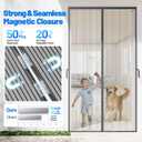 Heavy Duty Magnetic Screen Door Mesh - Auto-Sealing Hand-Free Door Net Screen with 50 Magnets, Pet & Kid Friendly, PET Fine Mesh Doors Screens Keep Bugs & Mosquitos Out Fits Front Doors Size 38 x 82